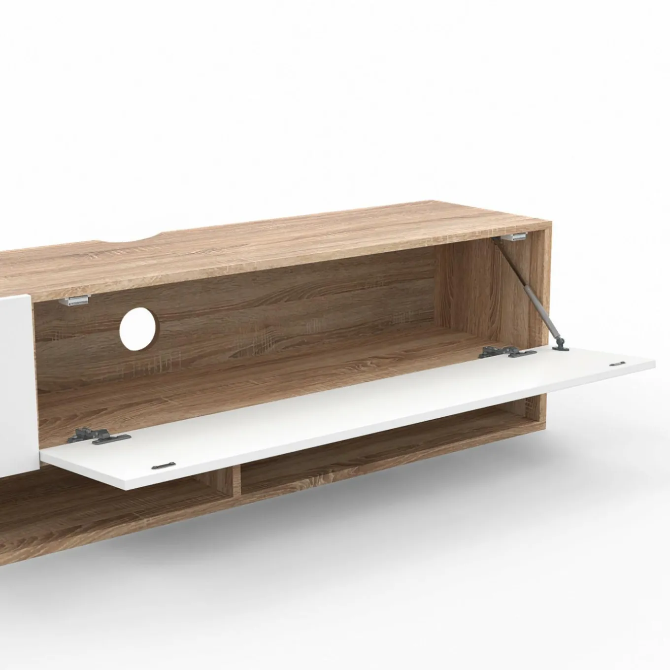 IDMarket Meuble TV suspendu bois et blanc 180 cm avec étagères* Meubles Tv|Salon Complet