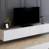 IDMarket Meuble TV suspendu bois et blanc* Collection Moderne|Collection Design