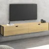 IDMarket Meuble TV suspendu industriel 180 cm avec 2 portes* Meubles Tv
