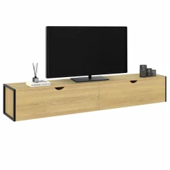IDMarket Meuble TV suspendu industriel 180 cm avec 2 portes* Meubles Tv