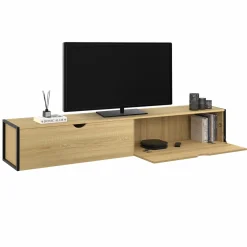 IDMarket Meuble TV suspendu industriel 180 cm avec 2 portes* Meubles Tv