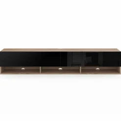 IDMarket Meuble TV suspendu noir et bois 180 cm avec étagères* Meubles Tv|Salon Complet