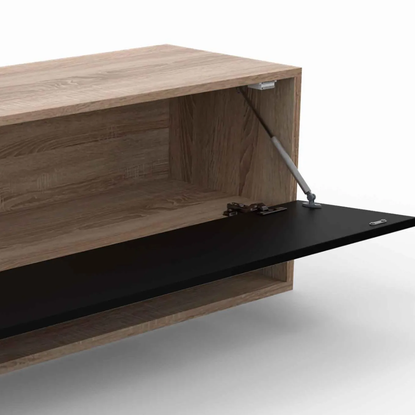 IDMarket Meuble TV suspendu noir et bois 180 cm avec étagères* Meubles Tv|Salon Complet