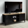 IDMarket Meuble TV vestiaire portes métal et plateau bois 113 cm* Collection Métal|Collection Industrielle