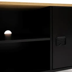 IDMarket Meuble TV vestiaire portes métal et plateau bois 113 cm* Collection Métal|Collection Industrielle