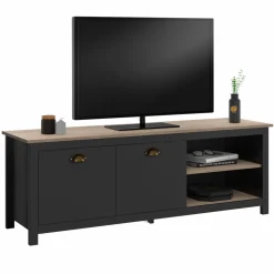 IDMarket Meuble TV vintage bois et noir* Collection Contemporaine|Collection Vintage