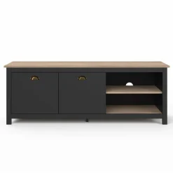 IDMarket Meuble TV vintage bois et noir* Collection Contemporaine|Collection Vintage