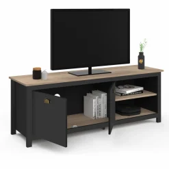 IDMarket Meuble TV vintage bois et noir* Collection Contemporaine|Collection Vintage