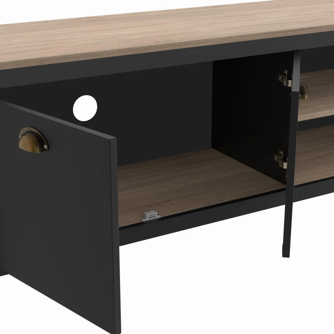 IDMarket Meuble TV vintage bois et noir* Collection Contemporaine|Collection Vintage