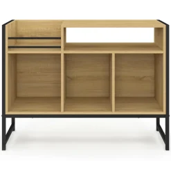 IDMarket Meuble vinyle, buffet de rangement 100cm bois et noir design industriel* Buffets|Salon Complet