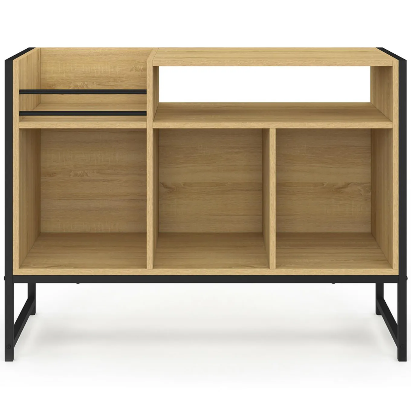 IDMarket Meuble vinyle, buffet de rangement 100cm bois et noir design industriel* Buffets|Salon Complet