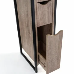 IDMarket Meuble WC 3 portes DETROIT design industriel avec étagères* Meubles Hauts|Collection Industrielle