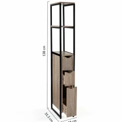 IDMarket Meuble WC 3 portes DETROIT design industriel avec étagères* Meubles Hauts|Collection Industrielle