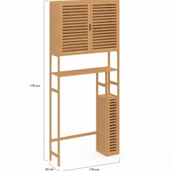 IDMarket Meuble WC en bambou avec 1 placard double et 1 étagère* Rangement Et Accessoires|Collection Bambou