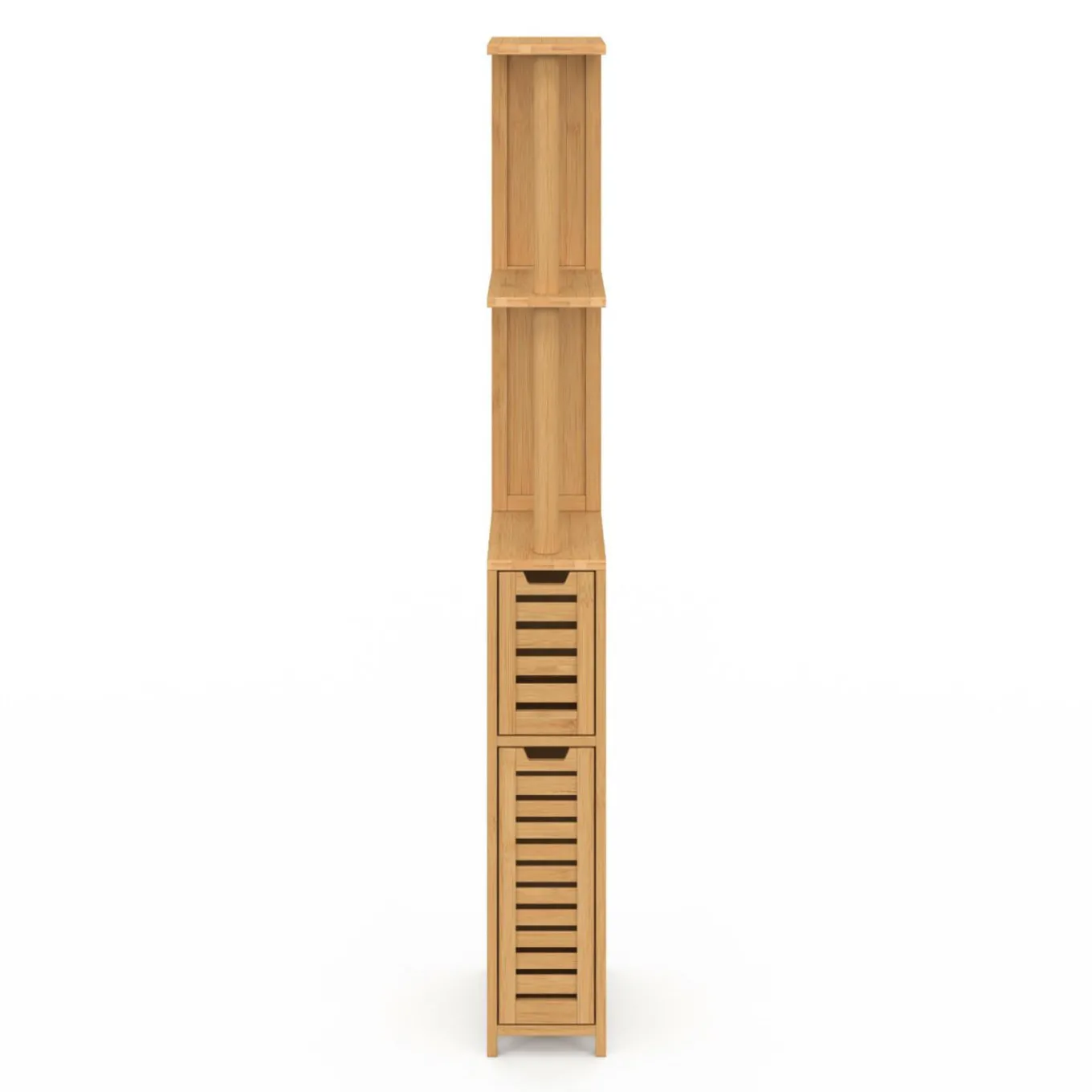 IDMarket Meuble WC en bambou avec 2 portes et étagères* Collection Bambou|Meubles Salle De Bain