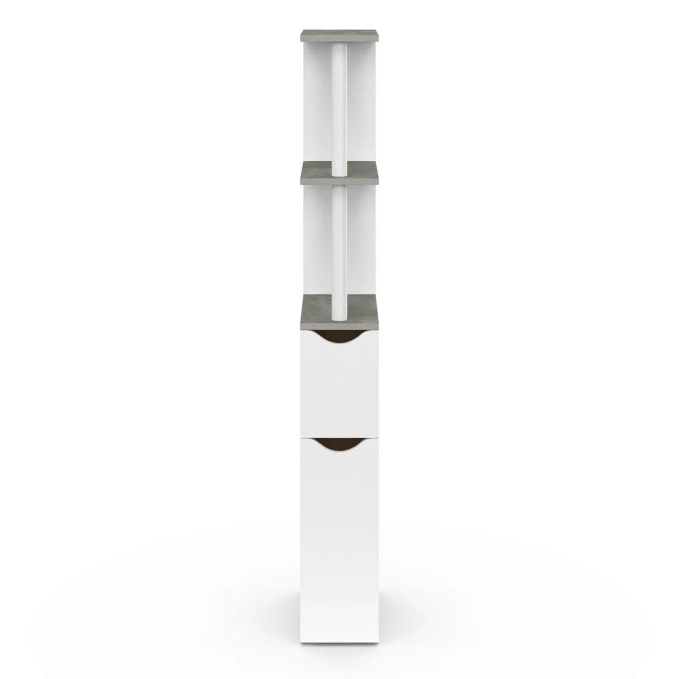 IDMarket Meuble WC gain de place en bois blanc et effet béton* Meubles Salle De Bain|Meubles Wc