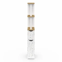 IDMarket Meuble WC étagère hêtre et motif terrazzo avec 2 portes* Meubles Blancs|Collection Contemporaine