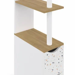 IDMarket Meuble WC étagère hêtre et motif terrazzo avec 2 portes* Meubles Blancs|Collection Contemporaine
