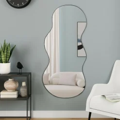 IDMarket Miroir organique contour noir 45 x 100 cm* Décoration Et Accessoires|Collection Métal