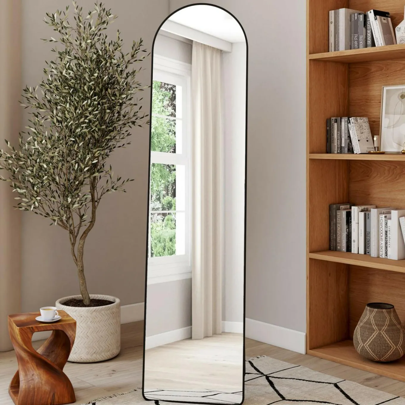 IDMarket Miroir sur pied contour noir 160 x 40 cm* Décoration Et Accessoires|Collection Métal