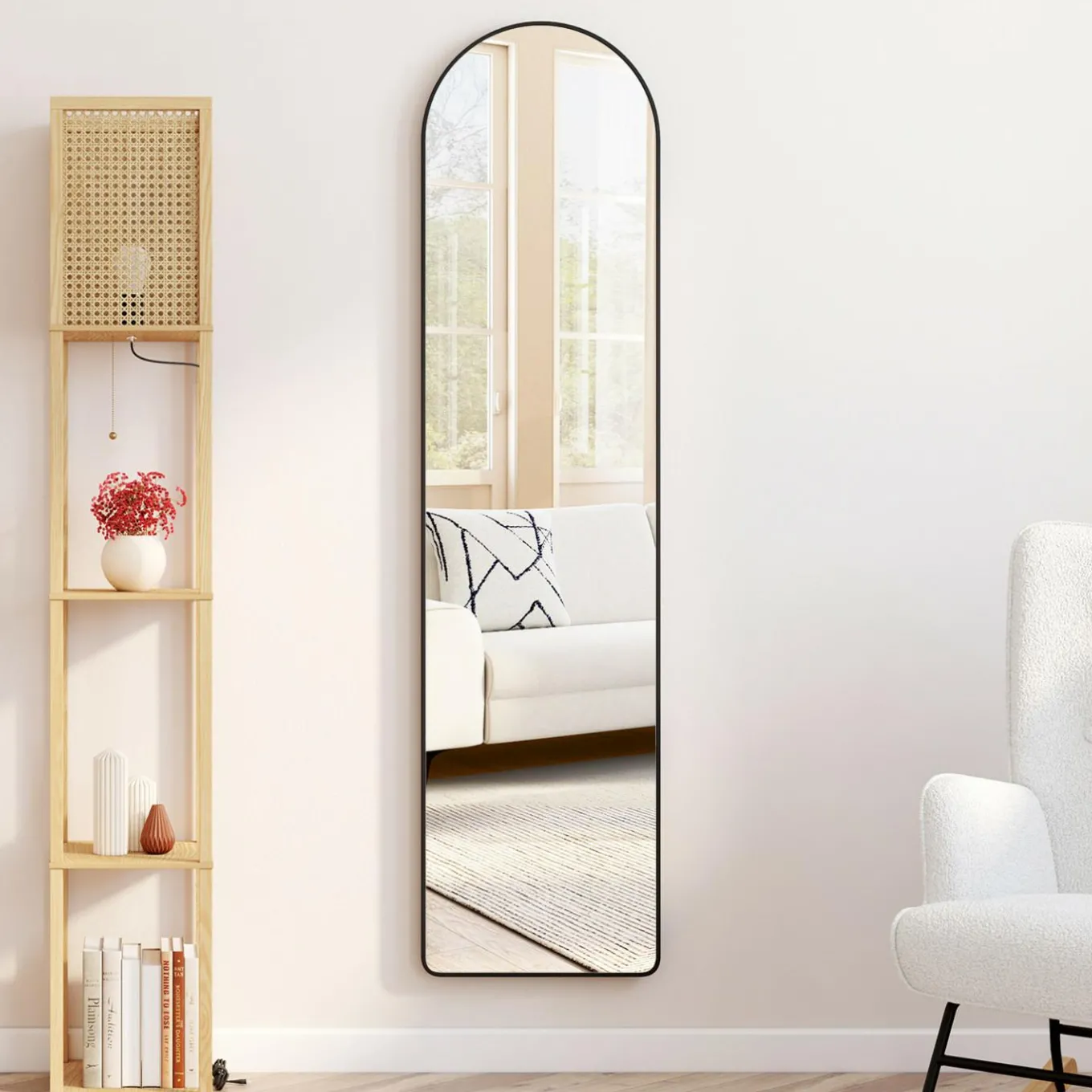 IDMarket Miroir sur pied contour noir 160 x 40 cm* Décoration Et Accessoires|Collection Métal
