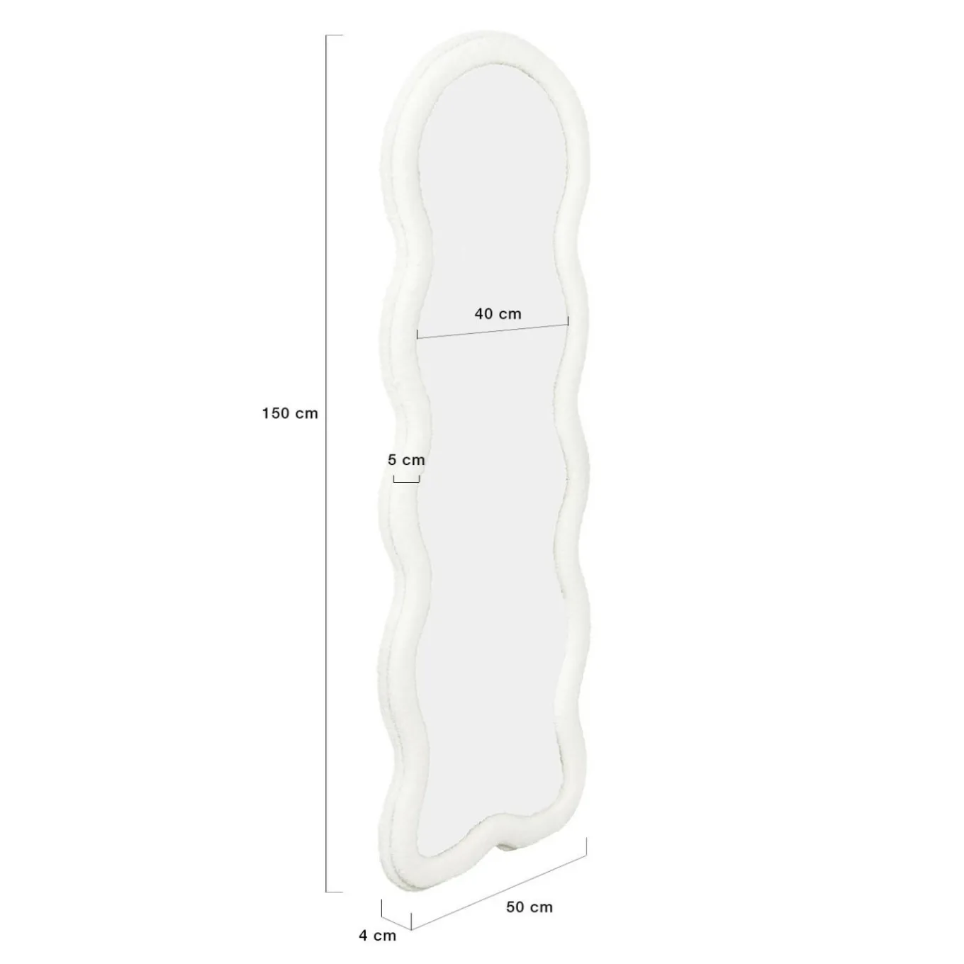 IDMarket Miroir vague en tissu bouclette crème 150 x 50 cm* Décoration Et Accessoires|Collection Moderne