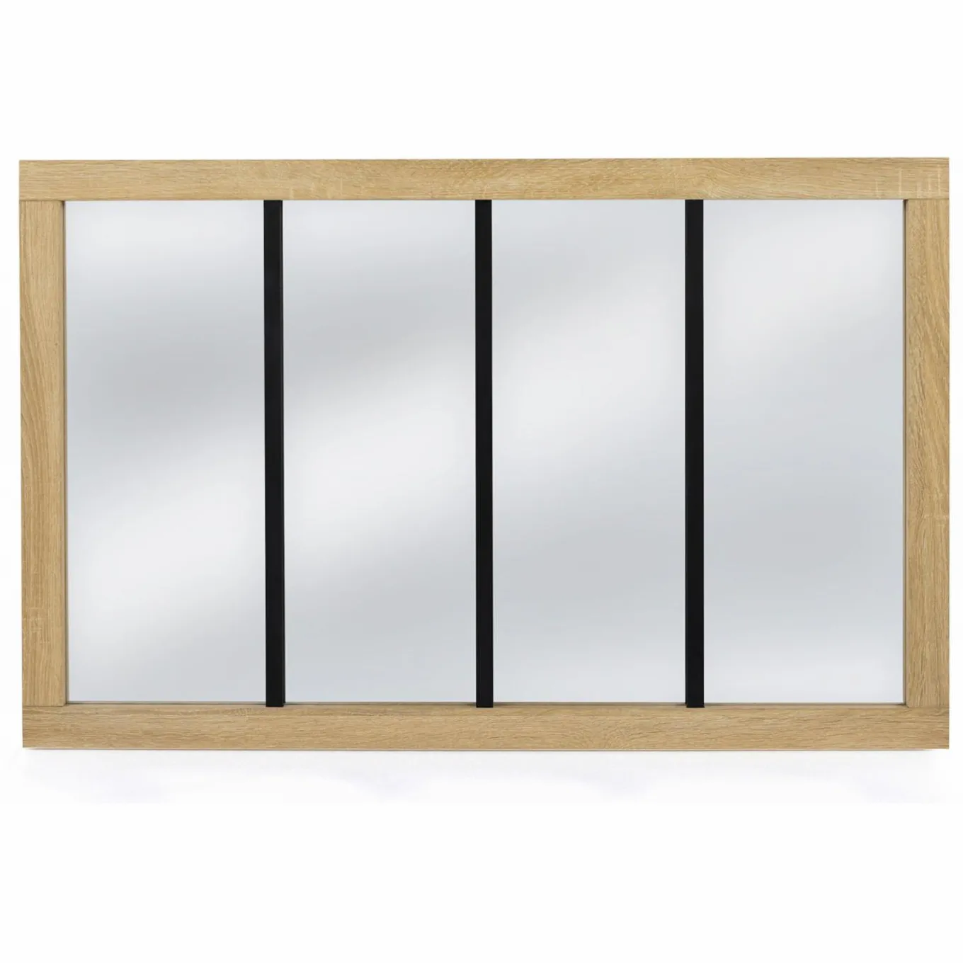 IDMarket Miroir verrière bois et métal design industriel 110x70 cm* Décoration Et Accessoires|Collection Industrielle