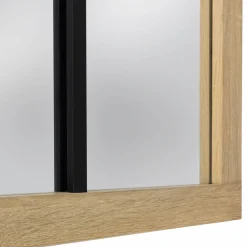IDMarket Miroir verrière bois et métal design industriel 110x70 cm* Décoration Et Accessoires|Collection Industrielle