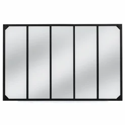 IDMarket Miroir verrière noir 140 x 84 cm industriel* Décoration Et Accessoires|Collection Industrielle