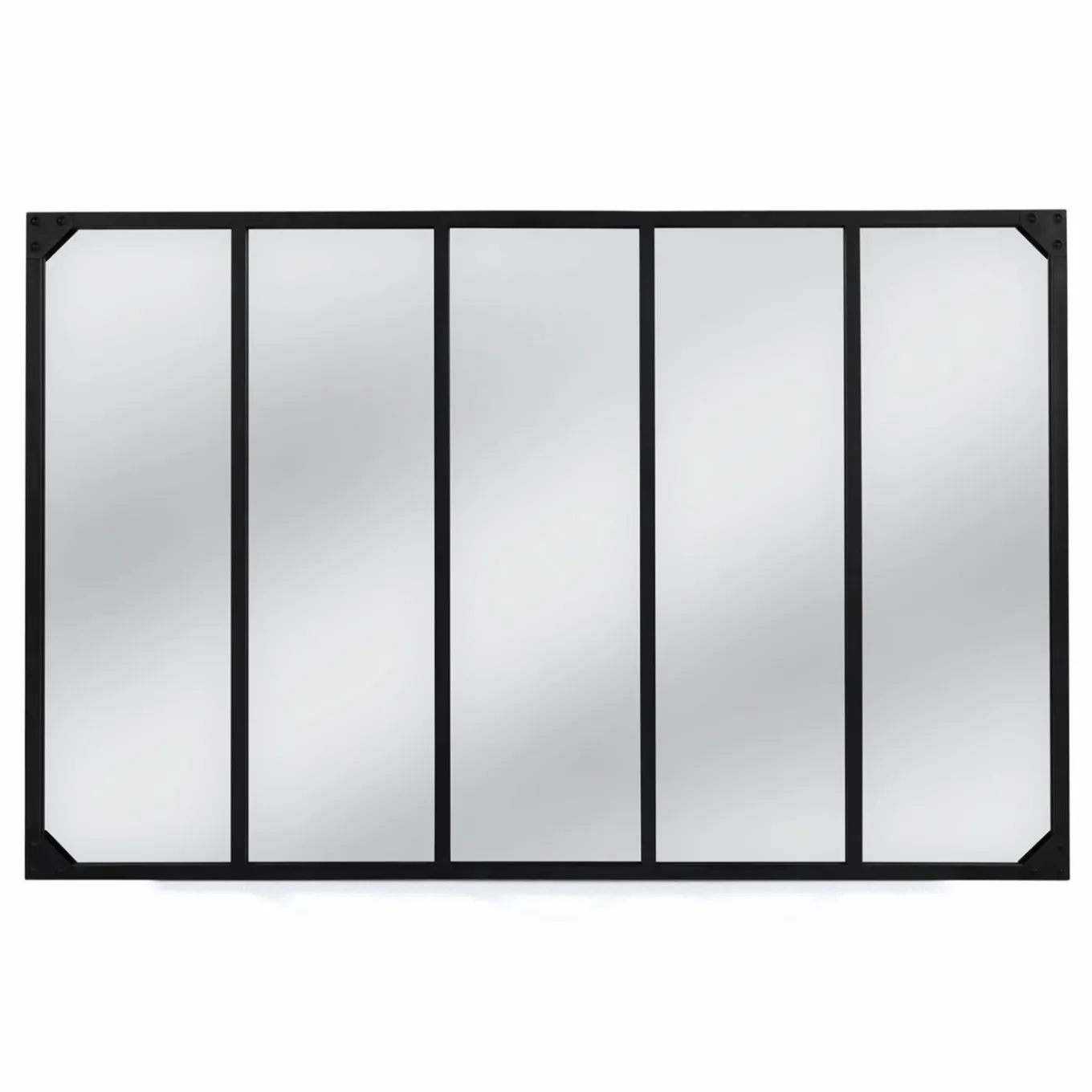 IDMarket Miroir verrière noir 140 x 84 cm industriel* Décoration Et Accessoires|Collection Industrielle