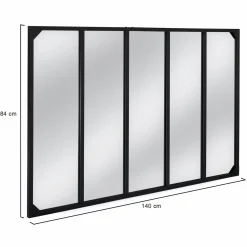 IDMarket Miroir verrière noir 140 x 84 cm industriel* Décoration Et Accessoires|Collection Industrielle