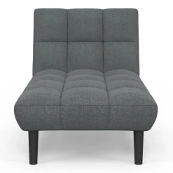IDMarket Méridienne clic clac tissu gris anthracite capitonnée 80 x 180 cm* Canapés|Salon Complet