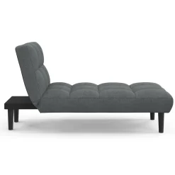 IDMarket Méridienne clic clac tissu gris anthracite capitonnée 80 x 180 cm* Canapés|Salon Complet