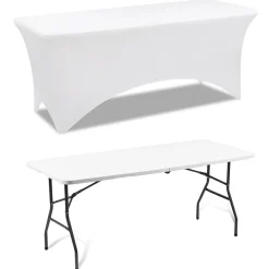 IDMarket Nappe rectangulaire extensible blanche* Mobilier Pliant D'Appoint