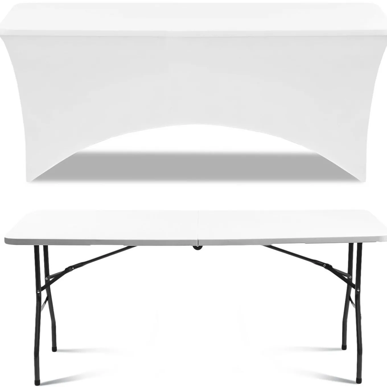 IDMarket Nappe rectangulaire extensible blanche* Mobilier Pliant D'Appoint