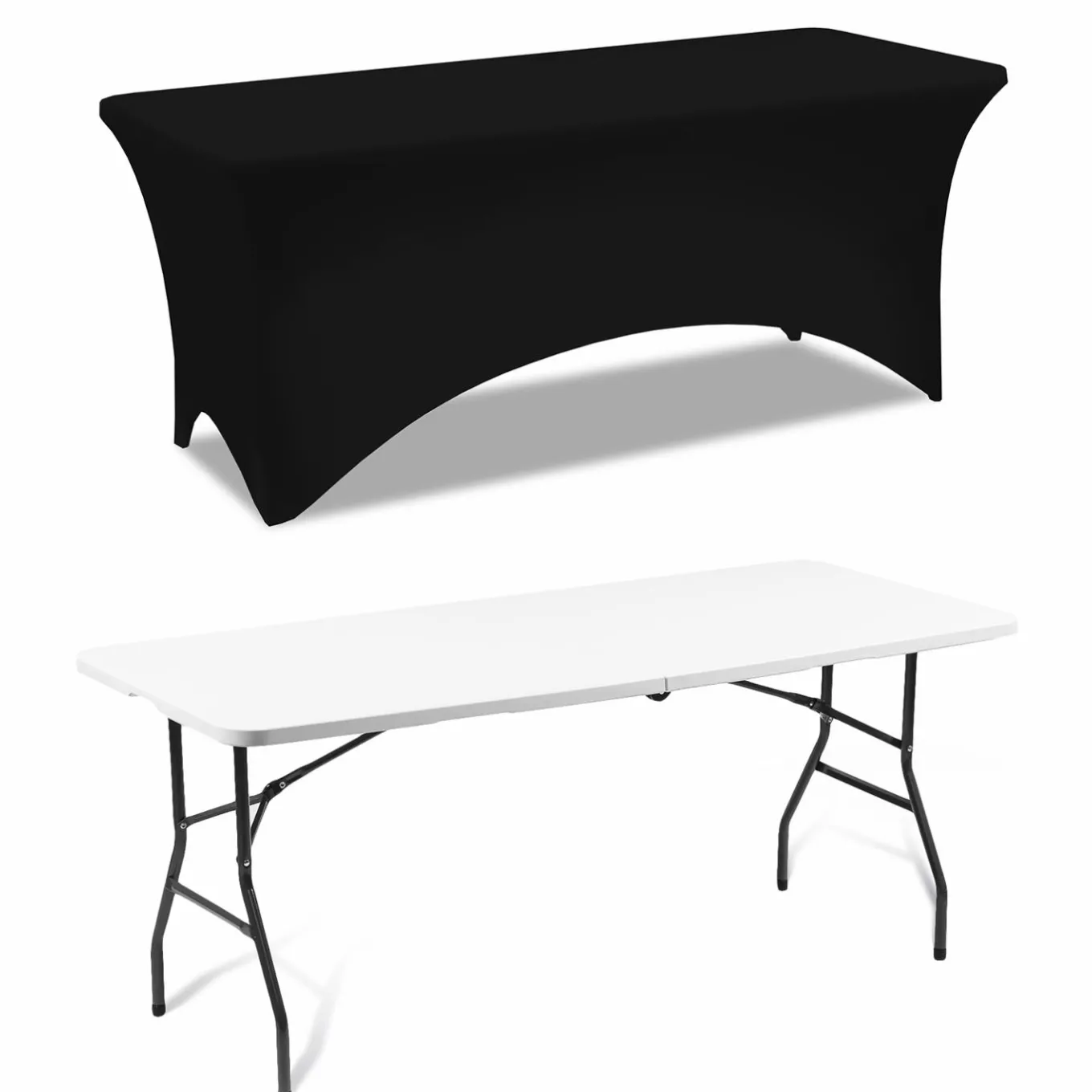 IDMarket Nappe rectangulaire extensible noire* Mobilier Pliant D'Appoint