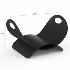 IDMarket Panier à bûches en métal noir 40 x 30 x 25 cm* Accessoires Cheminée