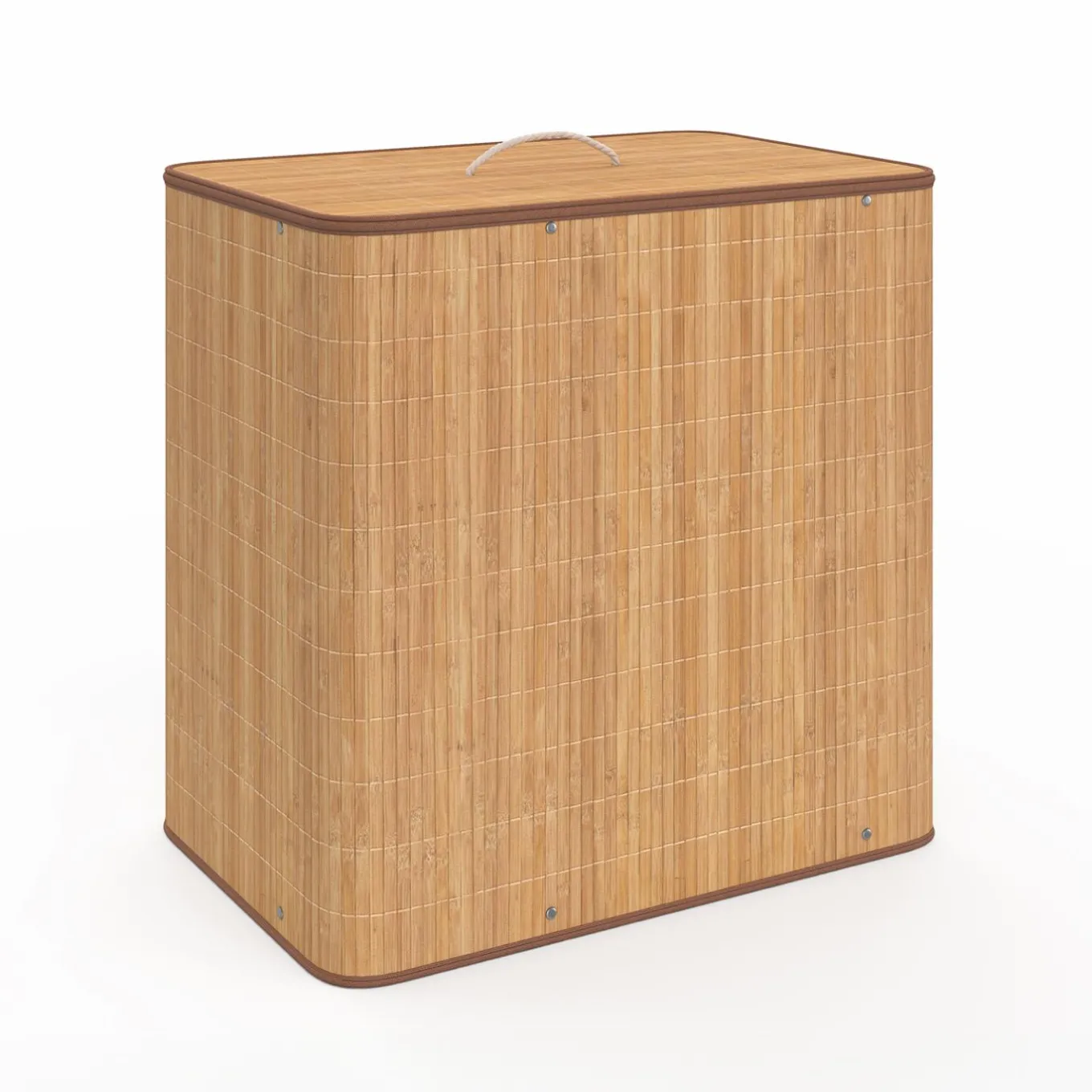 IDMarket Panier à linge 3 bacs amovibles bambou et tissu* Paniers À Linge|Accessoires Salle De Bain