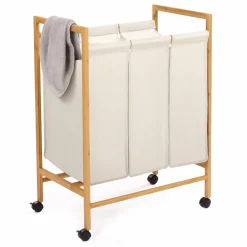 IDMarket Panier à linge bambou 3 compartiments* Paniers À Linge|Collection Bambou