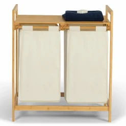 IDMarket Panier à linge double écru* Paniers À Linge|Collection Bambou