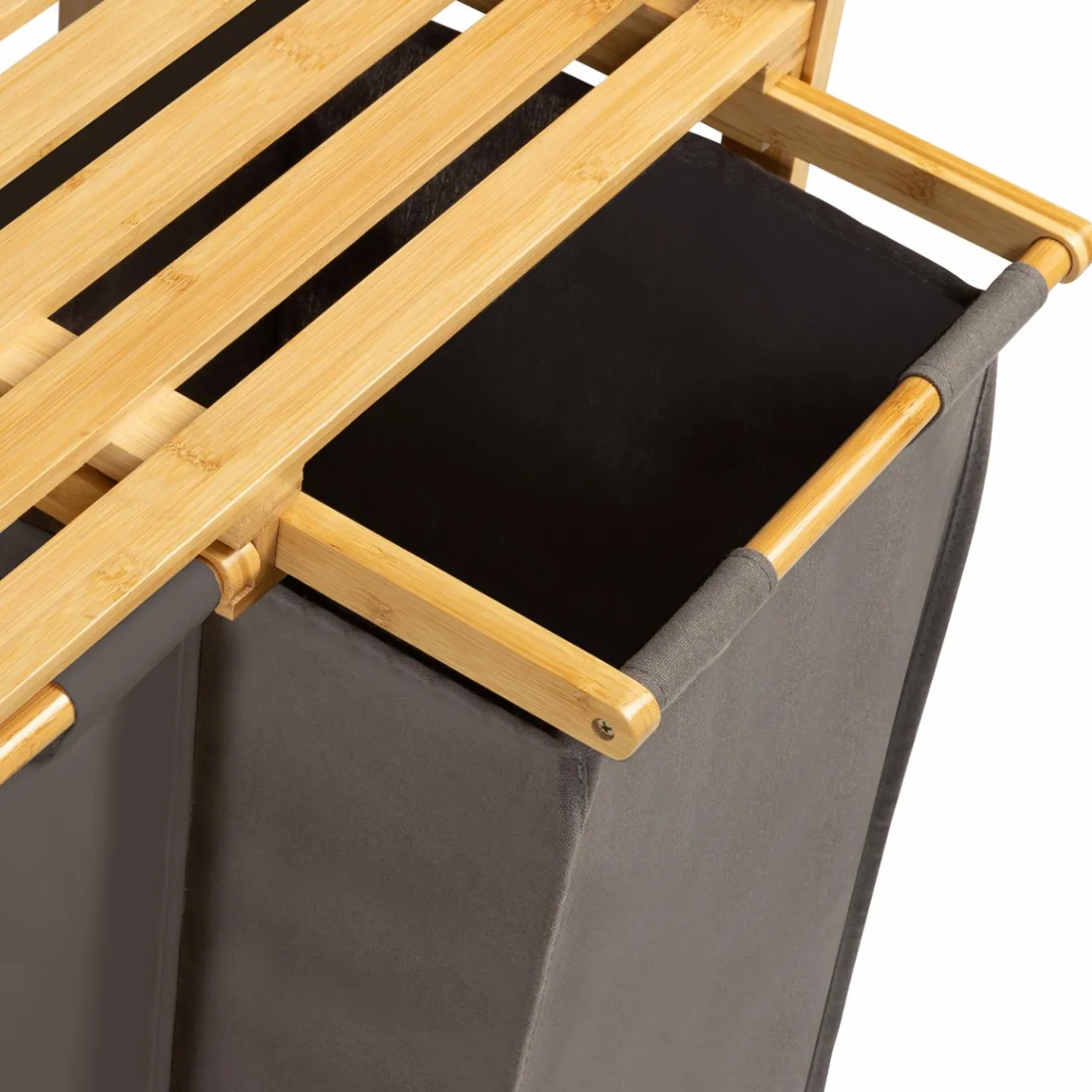 IDMarket Panier à linge double gris* Paniers À Linge|Collection Bambou