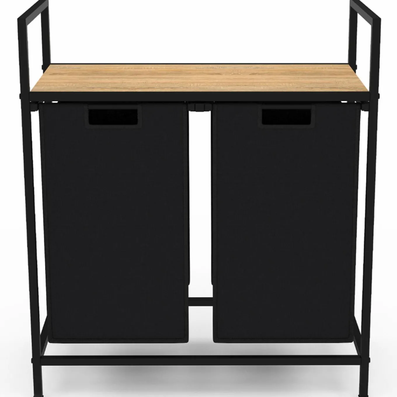 IDMarket Panier à linge en tissu noir avec 2 bacs* Paniers À Linge|Collection Industrielle