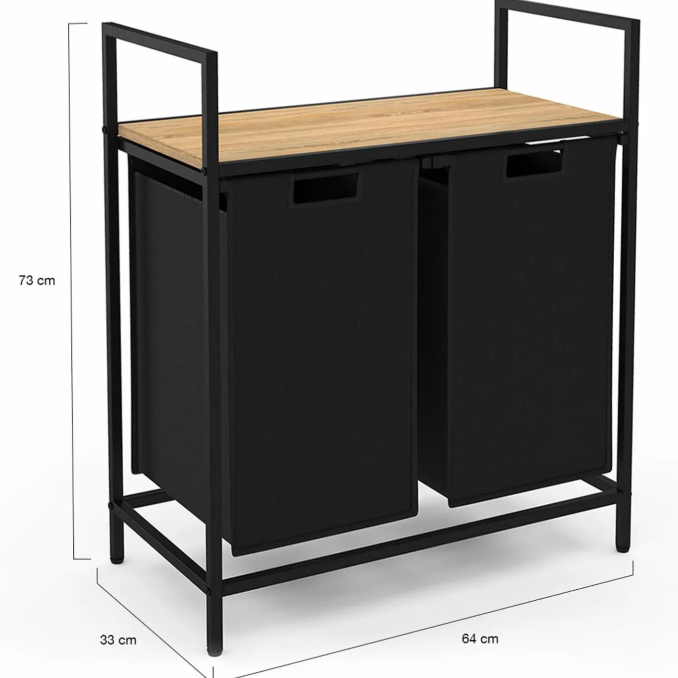 IDMarket Panier à linge en tissu noir avec 2 bacs* Paniers À Linge|Collection Industrielle