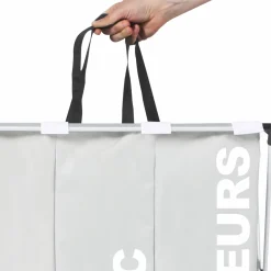 IDMarket Panier à linge pliable gris 3 compartiments* Paniers À Linge|Accessoires Salle De Bain