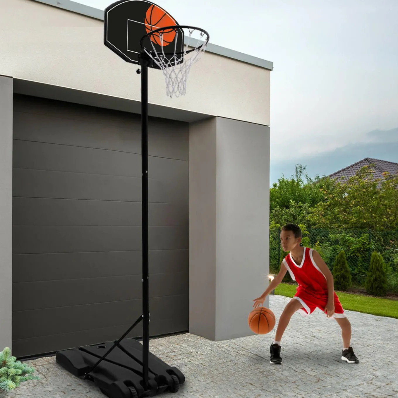 IDMarket Panier de basket intérieur/extérieur sur pied hauteur réglable 240 à 305 cm*Enfant Jeux Enfant|Loisirs Et Jeux D'Exterieur