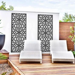 IDMarket Panneau décoratif extérieur motif azulejo gris 150x50cm* Panneaux Occultants