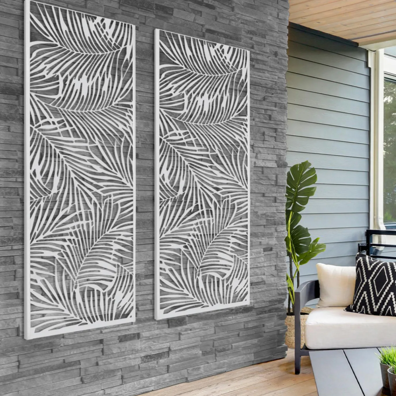 IDMarket Panneau décoratif universel 150 x 50 CM PALM gris clair* Panneaux Occultants