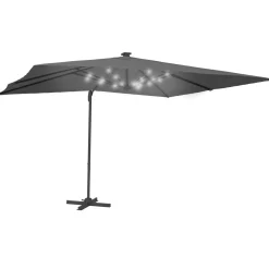 IDMarket Parasol déporté inclinable 3x4 m rotatif 360 gris avec LED* Parasols