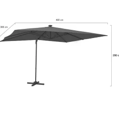 IDMarket Parasol déporté inclinable 3x4 m rotatif 360 gris avec LED* Parasols