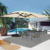 IDMarket Parasol déporté inclinable 3x4 m rotatif 360 blanc écru* Parasols